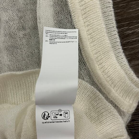 NWT BOSS Lucid White Mohair-Wool V-Neck Sweater Vest Size Medium Sheer Knit - Picture 9 of 16